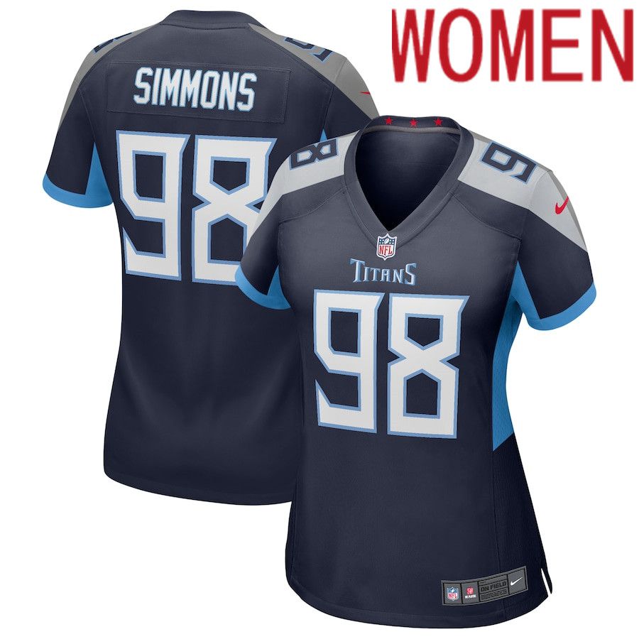 Women Tennessee Titans #98 Jeffery Simmons Navy Nike Game NFL Jersey